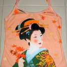 Autumn Geisha Hand Print Japan Ukiyoe Art Shirt Singlet TANK TOP Misses S Small