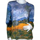 VAN GOGH Long Sleeve T Shirt WHEAT FIELD WITH CYPRESSES Misses S Small