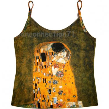 THE KISS Gustav Klimt Fine Art Print Singlet TANK TOP Shirt Misses L Large