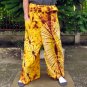 PLUS SIZE Thai Cotton Fisherman Pants Yoga Trousers YELLOW BROWN Tie Dye Beach Dance Martial Arts