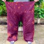 PLUS SIZE Thai Cotton Fisherman Pants Trousers MANGOSTEEN MAROON Tie Dye Beach Dance Martial Arts