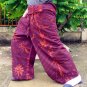 PLUS SIZE Thai Cotton Fisherman Pants Trousers MANGOSTEEN MAROON Tie Dye Beach Dance Martial Arts