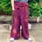 PLUS SIZE Thai Cotton Fisherman Pants Trousers MANGOSTEEN MAROON Tie Dye Beach Dance Martial Arts