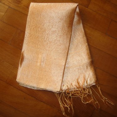 Thai Silk Fabric Scarf Shawl Wrap Hand Craft Large GOLDEN PEACH Textile
