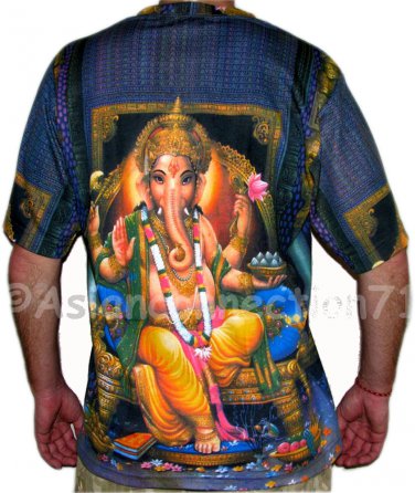 LORD GANESH Hindu Ganapati God Fine Art Hand Print T Shirt MEN'S M Medium