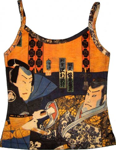 SHARAKU Japan Ukiyoe Art Print Shirt Singlet TANK TOP Misses L Large