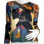 KABUKI Japanese Ukiyoe Japan Art Print LONG Sleeve T Shirt Misses Size M Medium