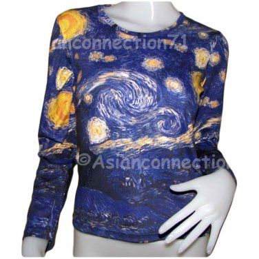 STARRY NIGHT Long Sleeve VAN GOGH T Shirt Misses XL EXTRA LARGE