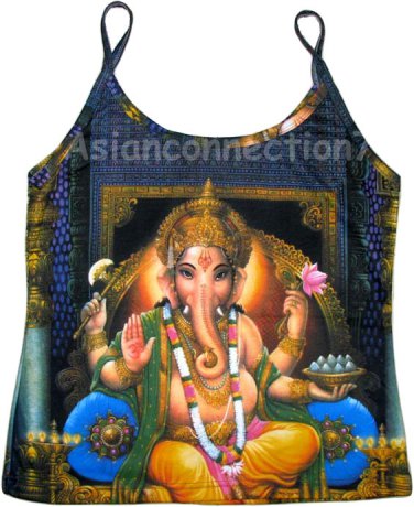 LORD GANESH Hindu Art Print Shirt TANK TOP Misses L Large