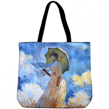WOMAN with PARASOL Claude MONET Fine Art Print Bag Purse Tote Messenger LARGE