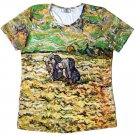 PEASANT WOMEN DIGGING IN SNOW Van Gogh Art Print T-shirt Misses XXL 2XL