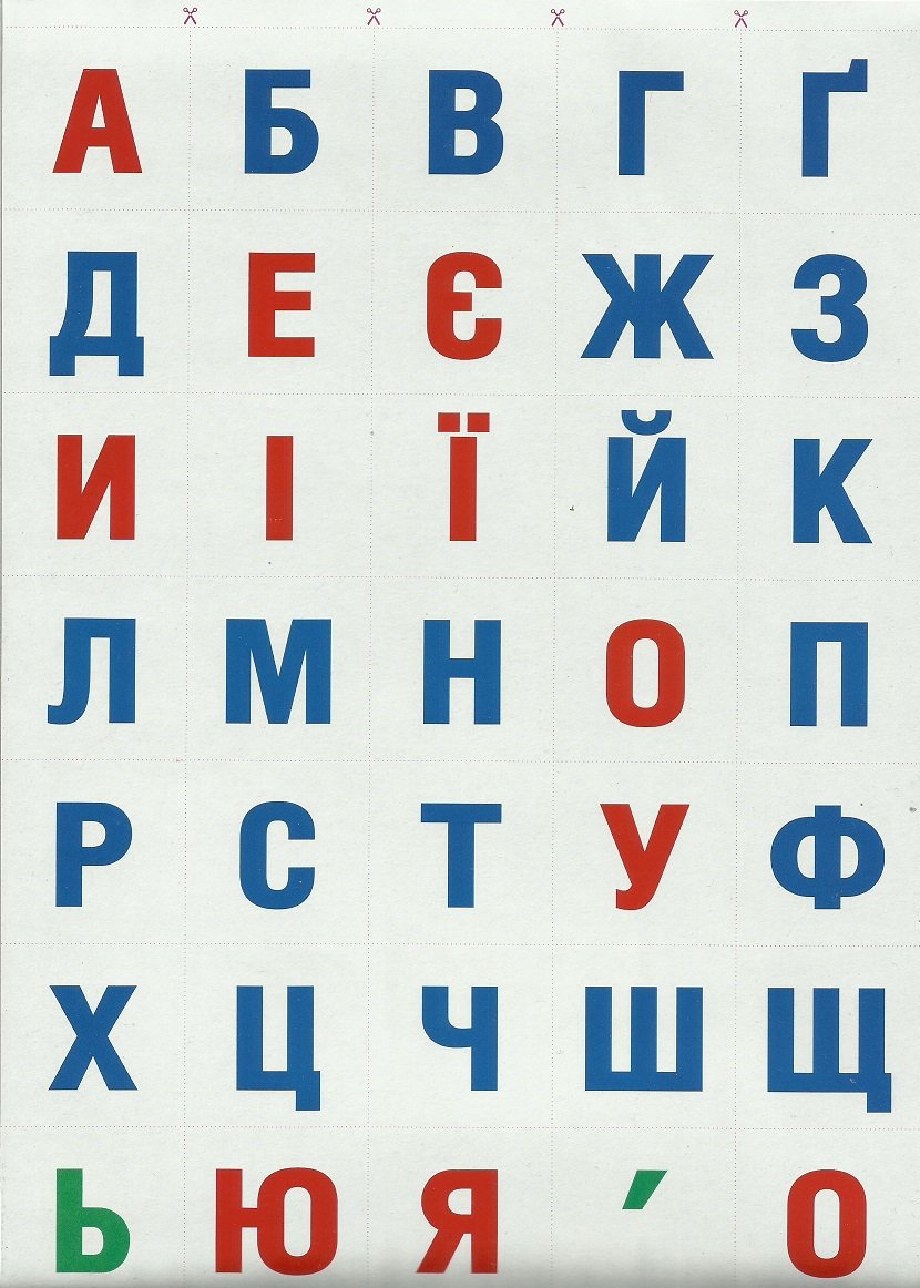 UKRIANIAN ABETKA UKRAINIAN ALPHABET CUT OUT LETTERS LEARNING TOOL