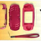 PSP 2000 Metal Case Silicone Cover Screen Protector RED