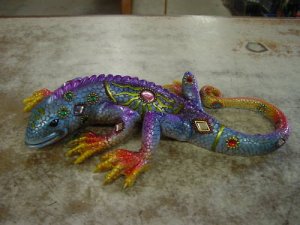 Jewel Tone Lizard / Iguana  Wall Are Shelf Figurine