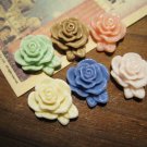 Resin flower cameos/ cabochons, mixed color, 16mm, 20pcs