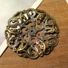 Filigree round, focal, antique bronzed tone, flower, 45mm, 10pcs