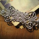 Filigree bowknot, silver plated tone, 74x32mm, 10pcs