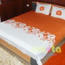 Orange color bed linen... with designer work.. Best with orange carpet