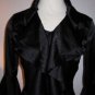 Nara Silk Charmeuse Ruffle Blouse Black Italian $205
