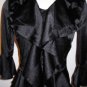 Nara Silk Charmeuse Ruffle Blouse Black Italian $205