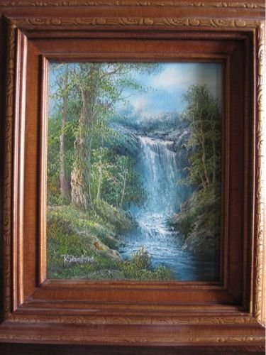 R. Danford Original Oil Painting Waterfall Framed 8x10