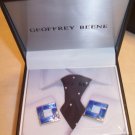 GEOFFREY BEENE SILVER Square Blue CUFFLINKS SAVE$38.00