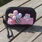 Flower Coin Purse Lady Girls Key Card Cell Phone Bag Pocket Black Wallet