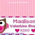 Owl Valentine's Treat Bag Topper- Owl Loves Candy Shop Set of 12