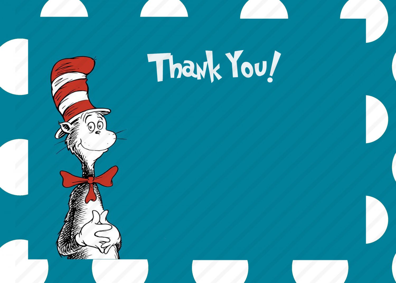Cat In The Hat Thank You Card Printable One Hour Printable Photo Dr