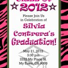 Graduation Invitation diy Printable Party Invites Personalized Custom Orders Zebra Pink Pattern