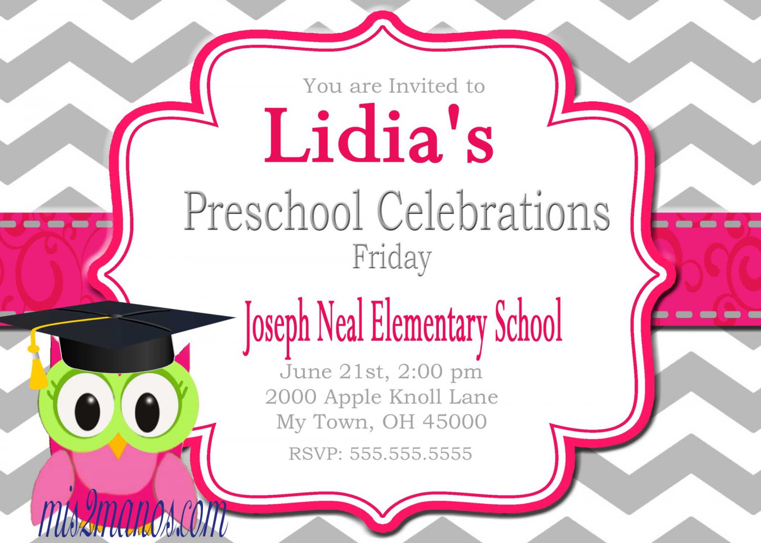 Preschool Graduation Invitations Printable Invites Personalized Graduation