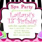 Custom Invitations Personalized DIGITAL Birthday  SPA Zebra Invite