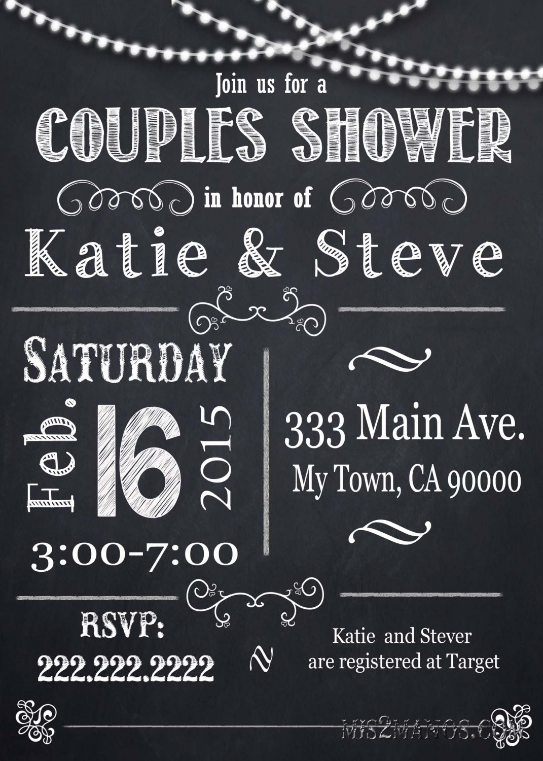 Couples Shower invitation, custom Party invitation, custom chalkboard invite