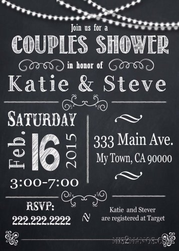 Couples Shower invitation, custom Party invitation, custom chalkboard ...
