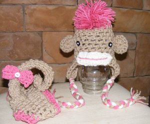 Monkey hat and diaper covers photo props girl