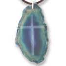 Blue Agate Necklace With Classic Cross