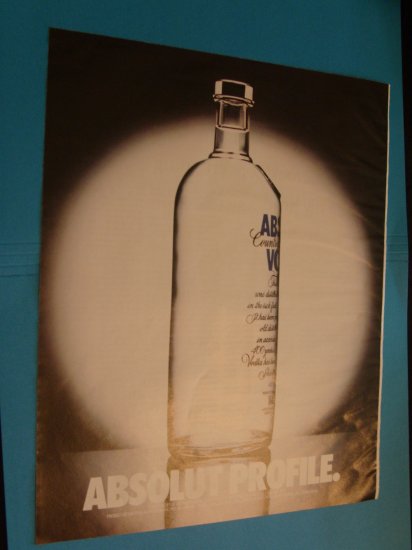 1992 Absolut Profile Ad Advertisement