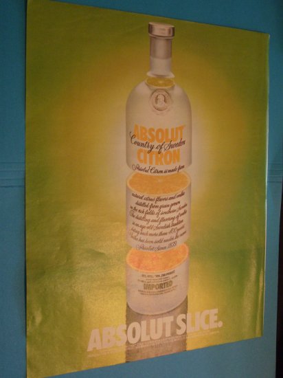 Absolut Vodka Slice Print Ad 1992