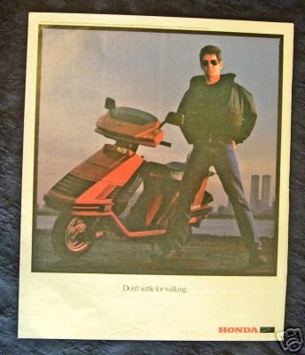 1985 Honda Elite Motorcycle Print Ad Lou Reed NYC