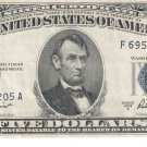 F#1656 U.S.A. 5 Dollars Silver Certificate 1953-A (Blue Seal) EF