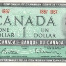 BC-45a Canada 1 Dollar, 1967 centennial commemorative, No serial number, UNC