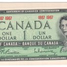 BC-45a Canada 1 Dollar, 1967 centennial commemorative, No serial number GUNC