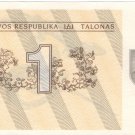 P32a Lithuania 1 Talona 1991 GUNC