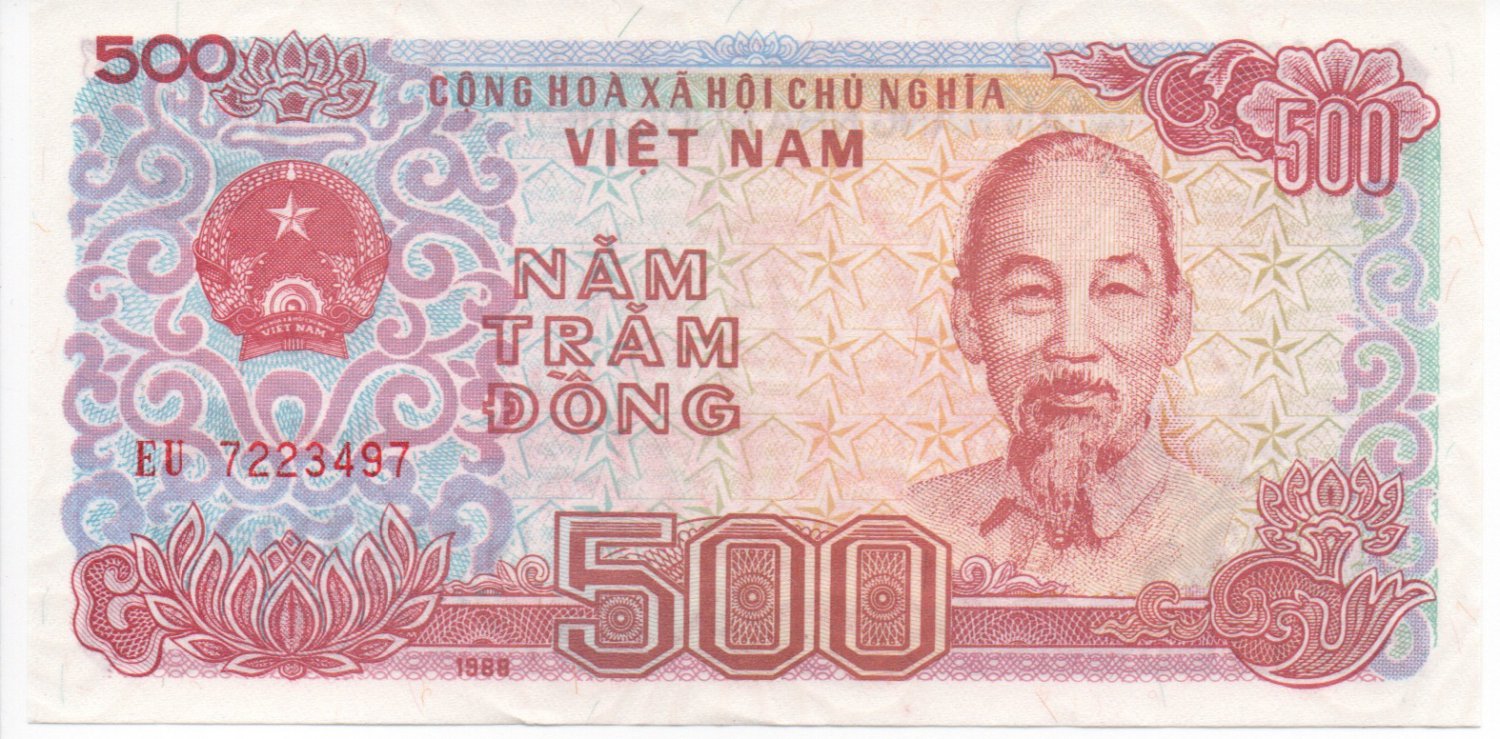 P101a Vietnam 500 Dong 1988 (Small serial digits) CUNC