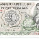 P409d Colombia 20 Pesos Oro 1982 UNC