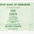 P34 Zimbabwe 5 Cents 2006 UNC