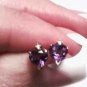 Amethyst & diamond heart necklace, earrings & bracelet set