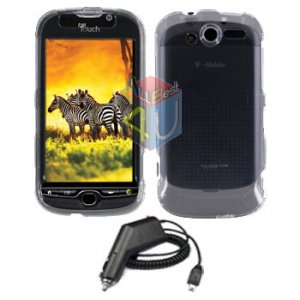 For HTC T-Mobile Mytouch 4g Car Charger +Cover Hard Case Clear