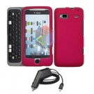 For HTC T-Mobile G2 Car Charger + Cover Hard Case Rose Pink