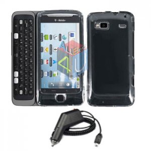 For HTC T-Mobile G2 Car Charger + Cover Hard Case Clear